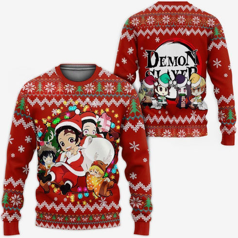 DivesArt - Demon Slayer Ugly Christmas tröja och hoodie Kimetsu Nej Yaiba Xmas Present